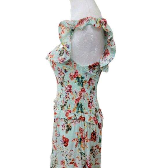Abel The Label Floral Maxi Dress Size M – Boho Tiered Smocked Sleeveless Rayon - Picture 6 of 16